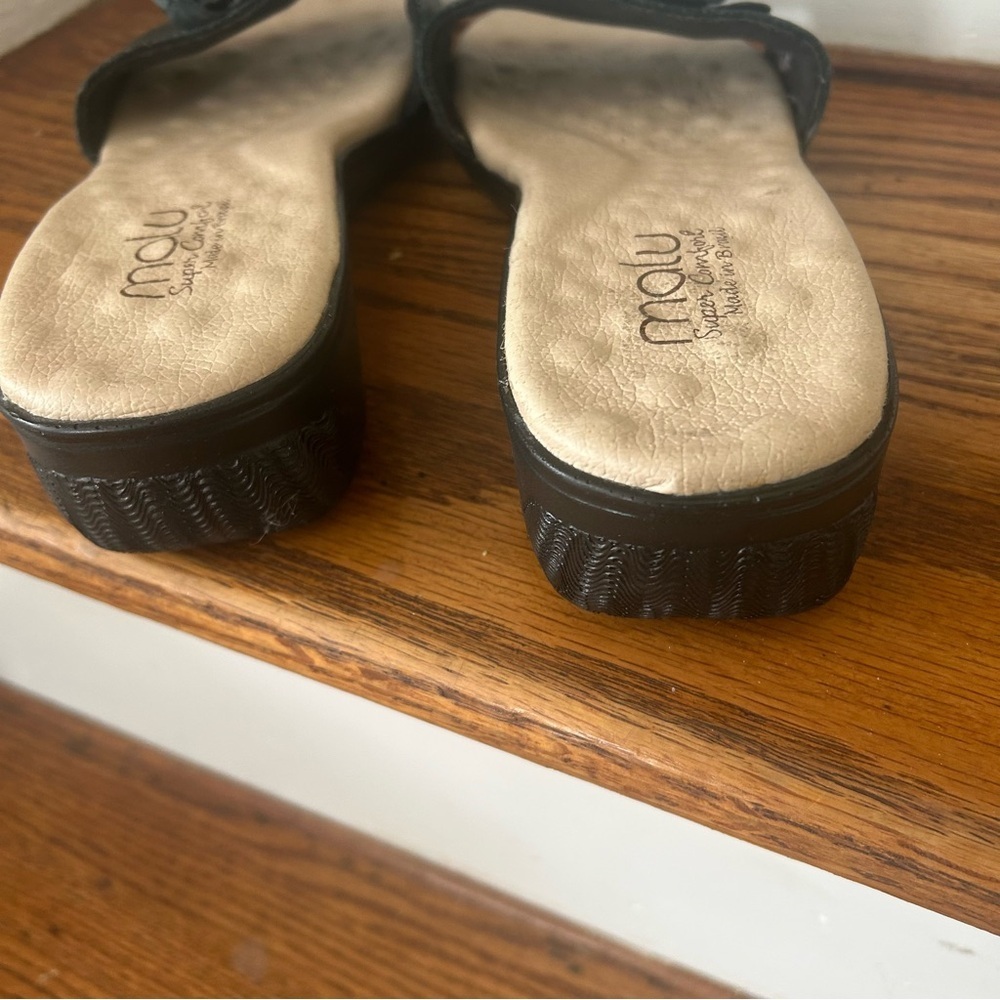 MALU Super Comfort Black Slide Sandals Sz 10 Casual Resort Minimalist Brazil - Picture 3 of 6